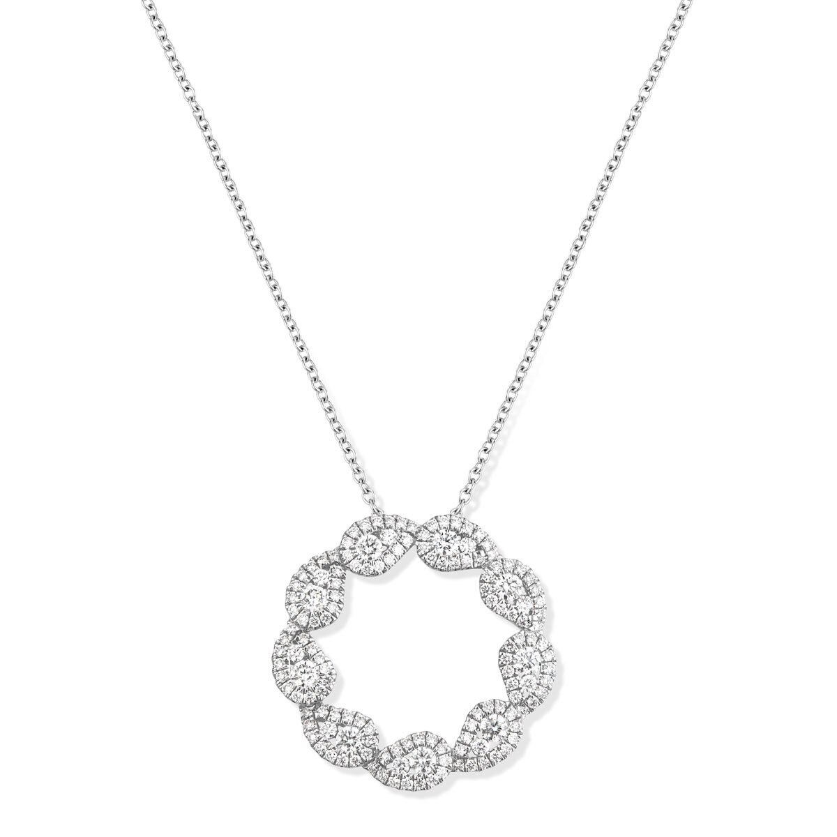 0.87ctw Round Brilliant Cut Diamond Circle Pendant, 18ct White Gold