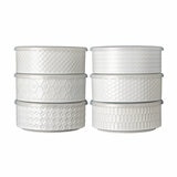 Signature Stoneware Bowls with Lids in White, 6 Pack