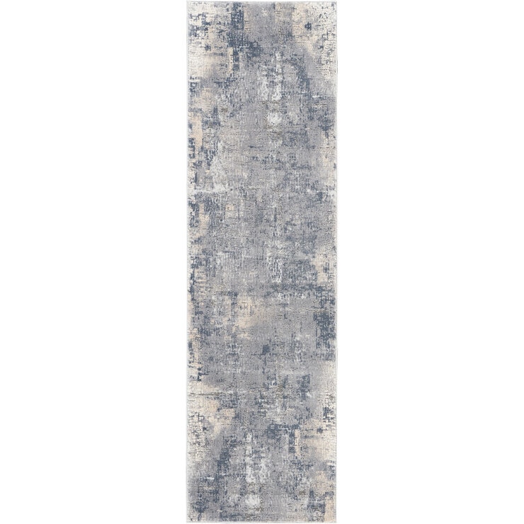 Rustic Textures Faded Blue Runner Rug