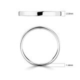 2.0mm Basic Light Court Wedding band. 18ct White Gold