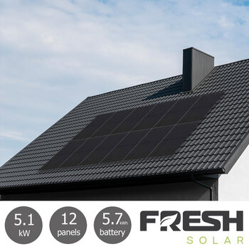 Fresh Electrical 5.16kW Solar PV System [12 Panels] with 5.76kW Fox Battery - Fully Installed