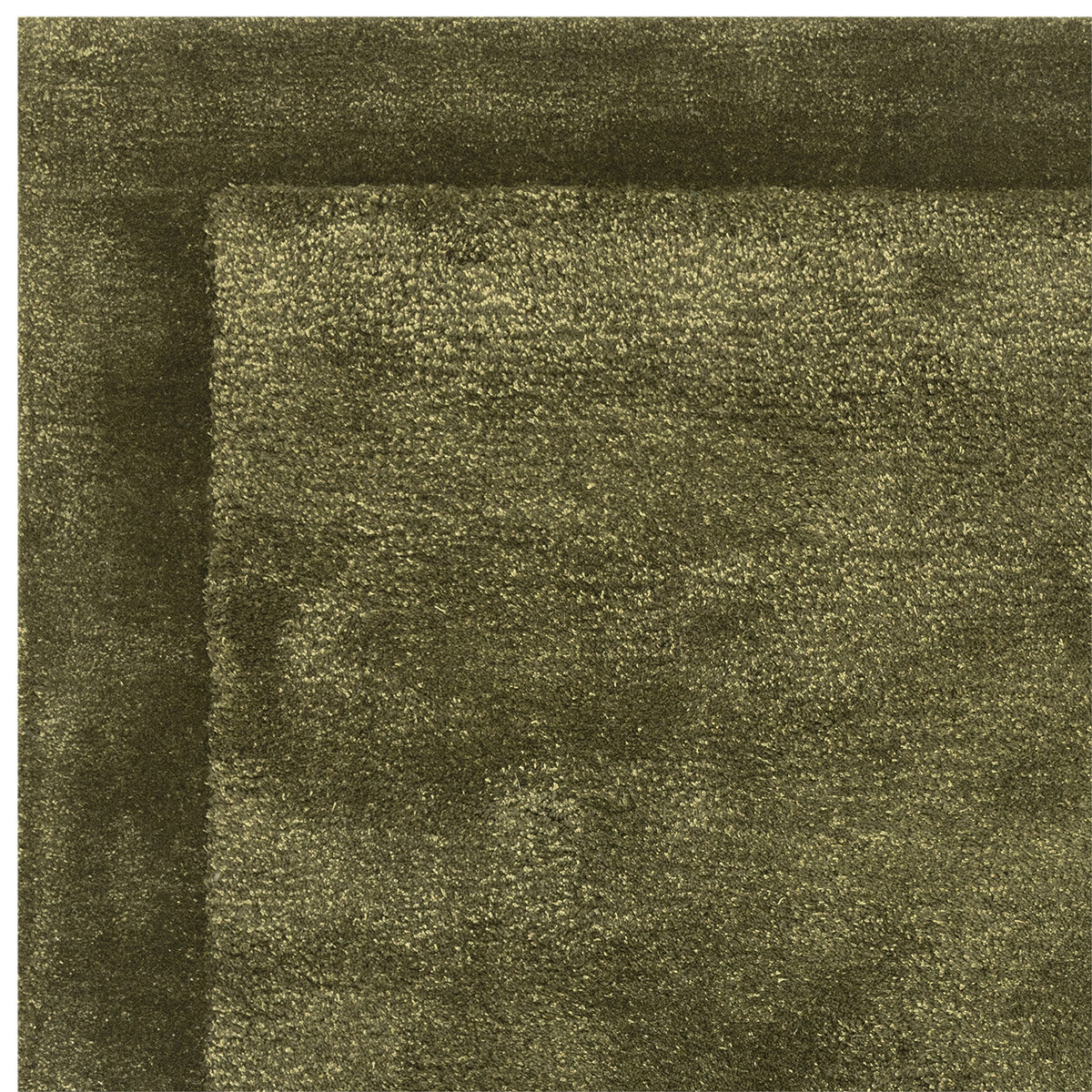 Asiatic Rise border rug in olive green