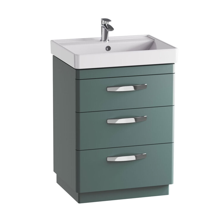 Tavistock Curve 60.0 cm 3 Drawer Floor Mounted Vanity Unit in Green
