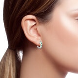 Princess Cut Lab Emerald & 0.32ctw Diamond Hoop Earrings, 14ct White Gold