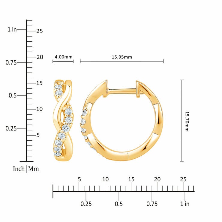 0.20ctw Round Brilliant Cut Diamond Infinity Hoop Earrings, 14ct Yellow Gold 0.20ctw Round Brilliant Cut Diamond Infinity Hoop Earrings, 14ct Yellow Gold