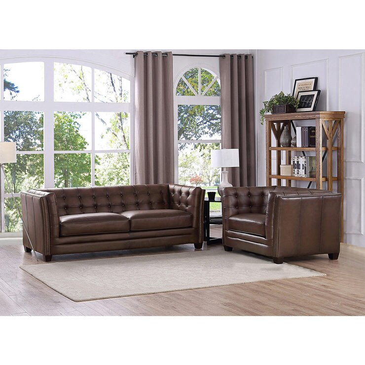 Belmond Brown Leather Armchair Costco UK