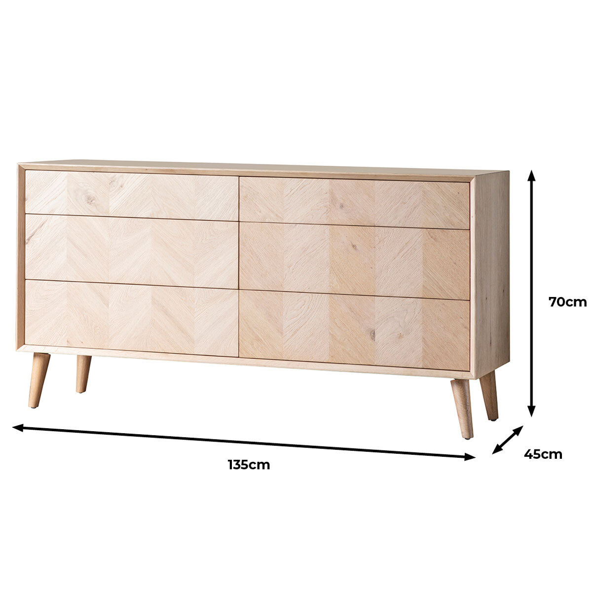 Gallery Milano Oak 6 Drawer Chest of Drawers