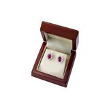 Oval Cut Ruby & 0.50ctw Diamond Earrings, 18ct White Gold
