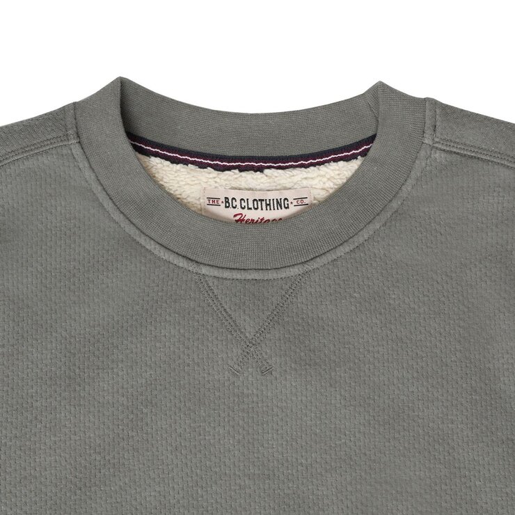 BC Clothing Men's Waffle Crew Sweater in Green BC Clothing Men's Waffle Crew Sweater in Green