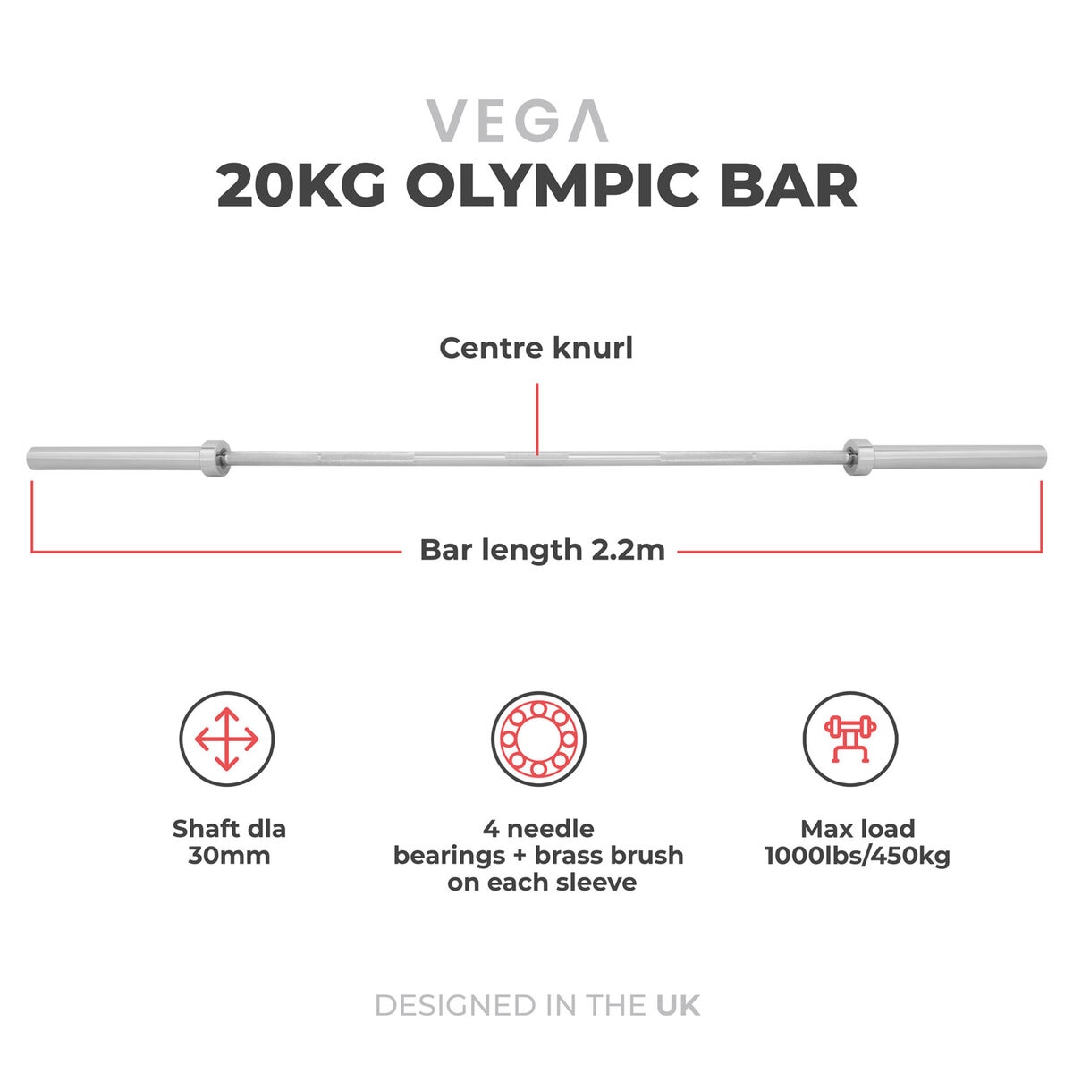 Image for Vega Fitness Weightlifting Olympic Bar Set