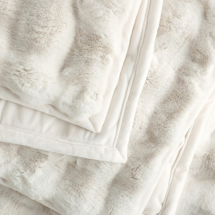 House & Home Faux Fur White Bubble Throw, 152 x 177 cm