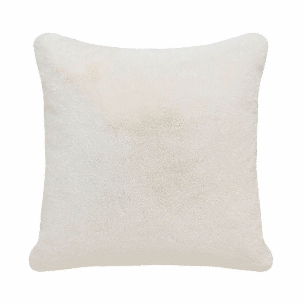 Super soft faux fur pillow in Ivory upclose