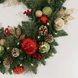 30 inch (76cm) Pre-Lit Decorated Wreath with 50 LED Lights in Red 30 inch (76cm) Pre-Lit Decorated Wreath with 50 LED Lights in Red