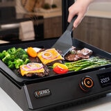 Angled view of food being cooked on Griddle Angled view of food being cooked on Griddle