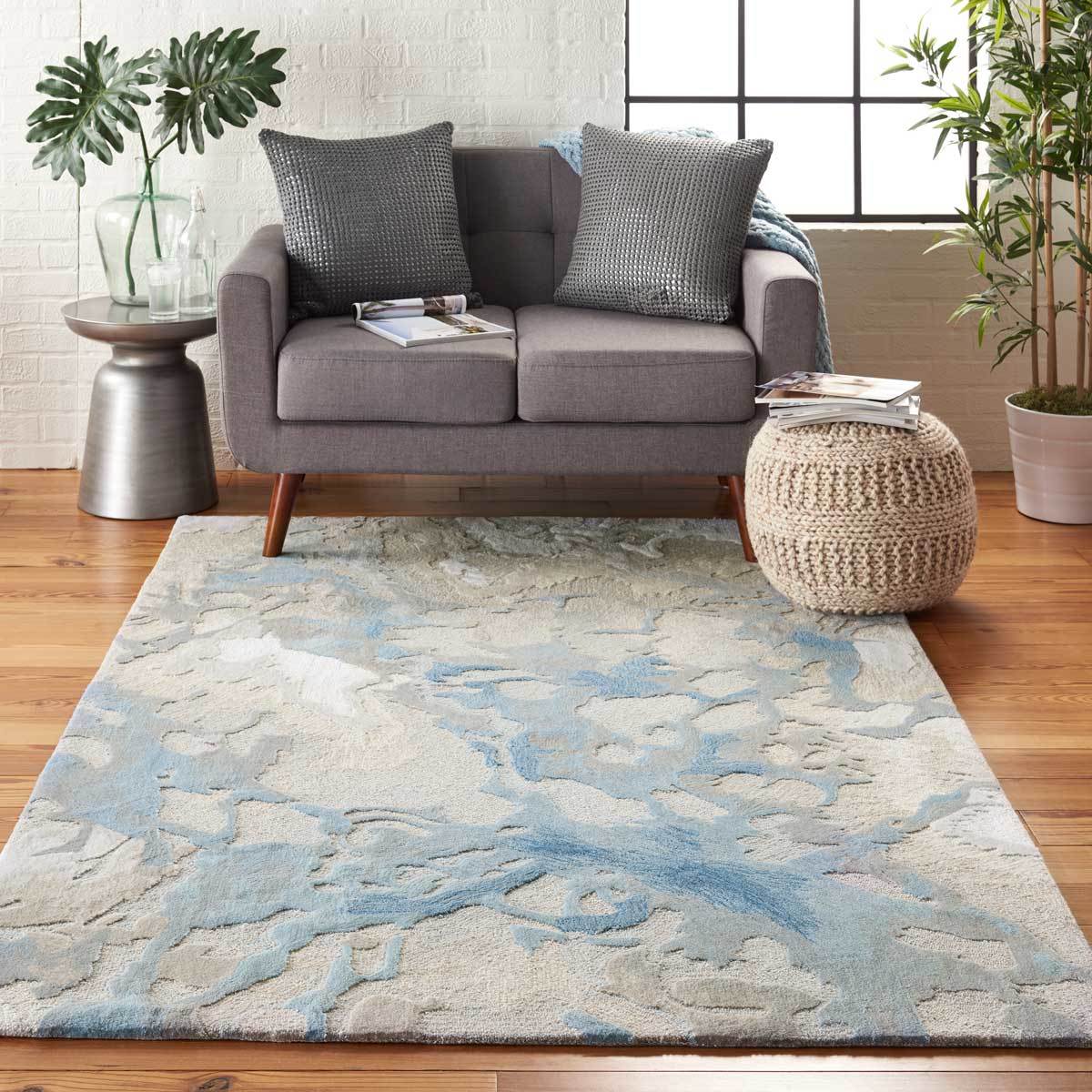 Symmetry Blue Mist Rug in 2 Colours Costco UK