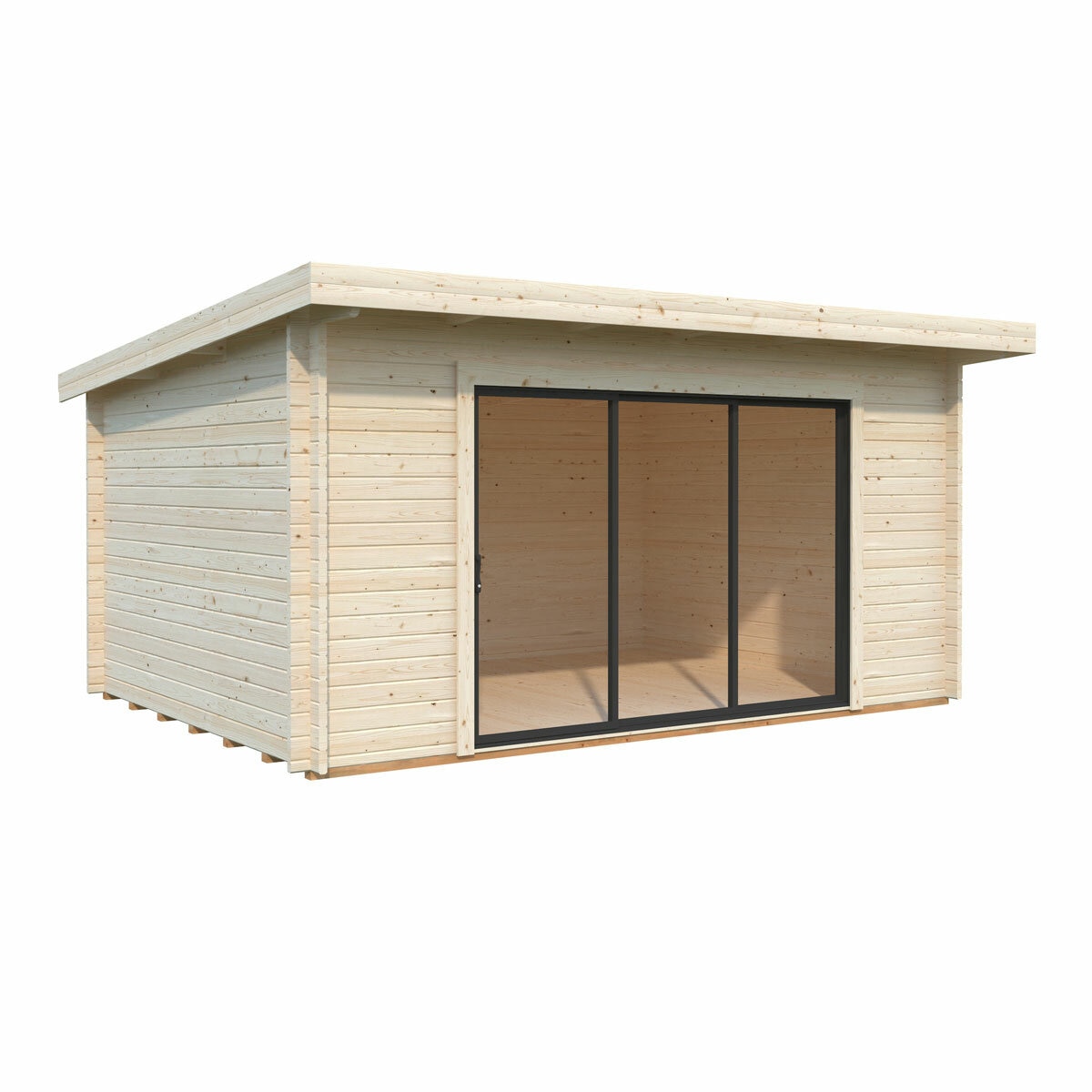 Palmako Lea 44mm Wooden Log Cabin in Dark Grey 14ft 7" x 10ft 8" (4.5m x 3.3m)