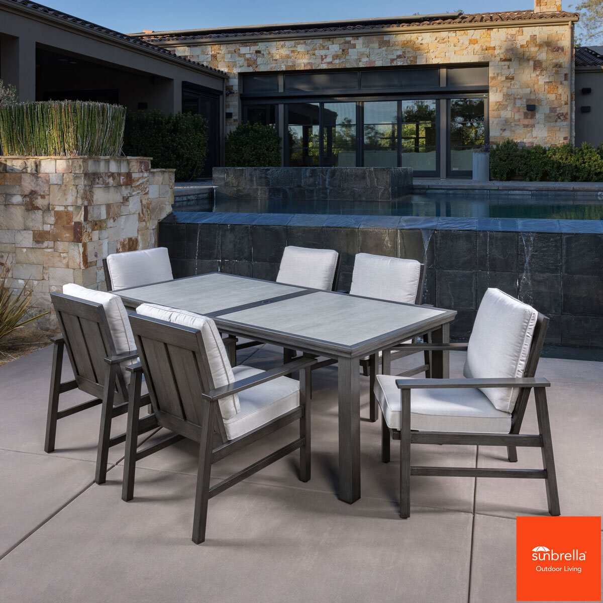 SunVilla Clifton 7 Piece Cushioned Dining Patio Set + Cover