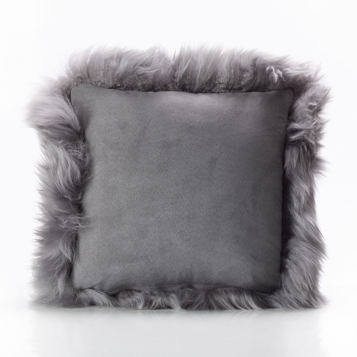 Bowron Long Wool Sheepskin Single Sided Cushion, 35 x 35cm in Dover Grey