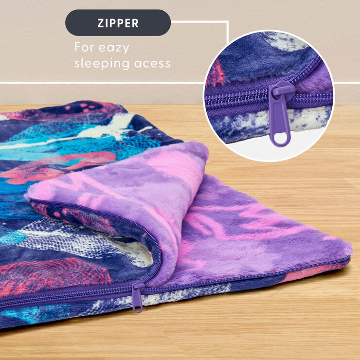 Ashford Home Faux Fur Slumber Bag Blanket 137 x 142 cm, Grafitti Hearts