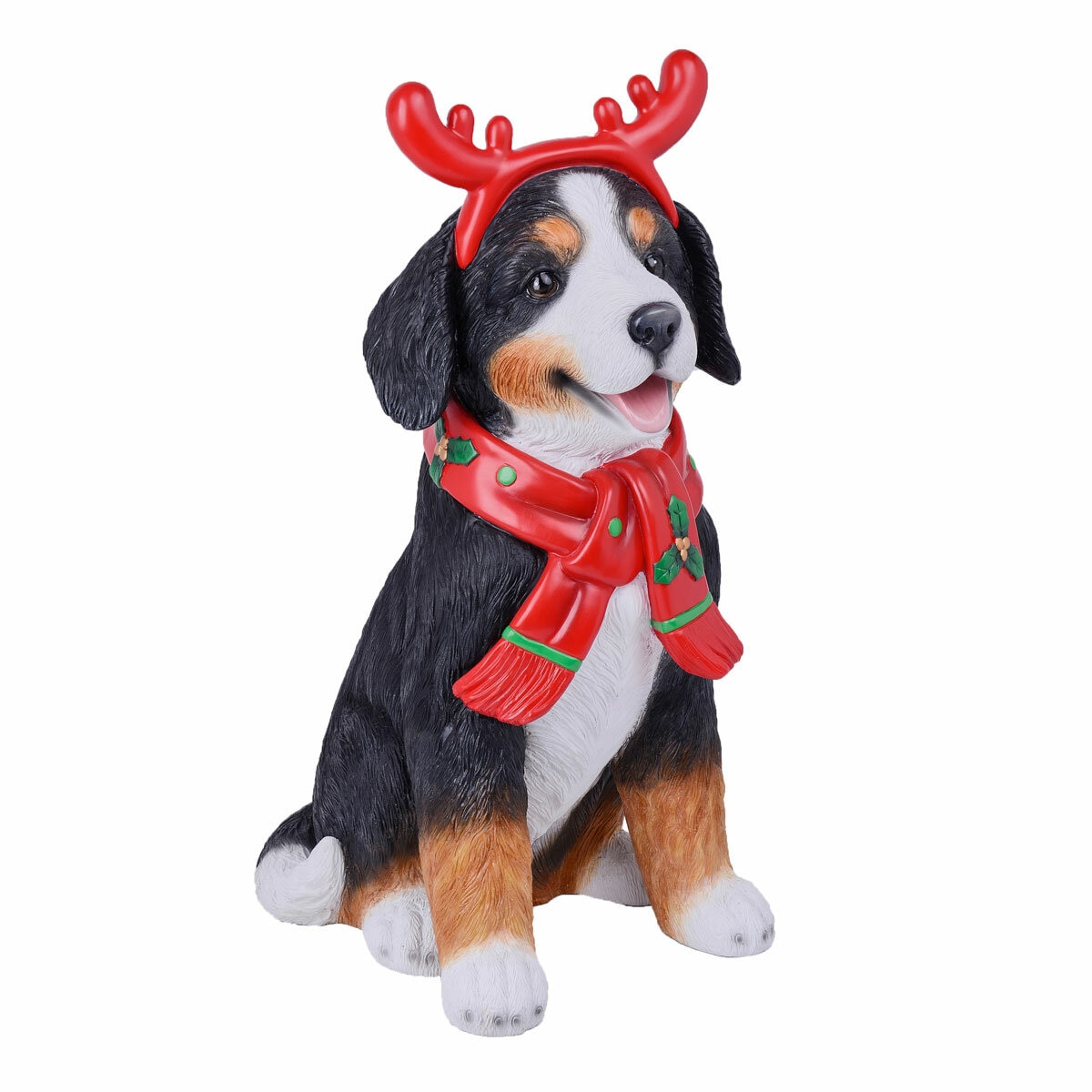 26 inch Christmas Dog Greeter - Bernese With Antlers