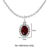 Oval Cut Ruby & 0.16ctw Diamond Halo Pendant, 14ct White Gold