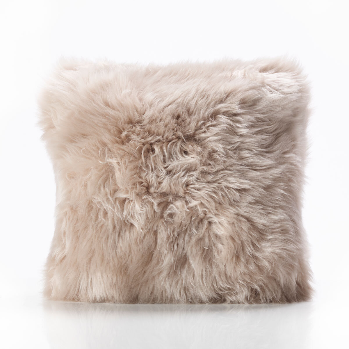 Bowron Long Wool Sheepskin Double Sided Cushion, 35 x 35cm in Stone