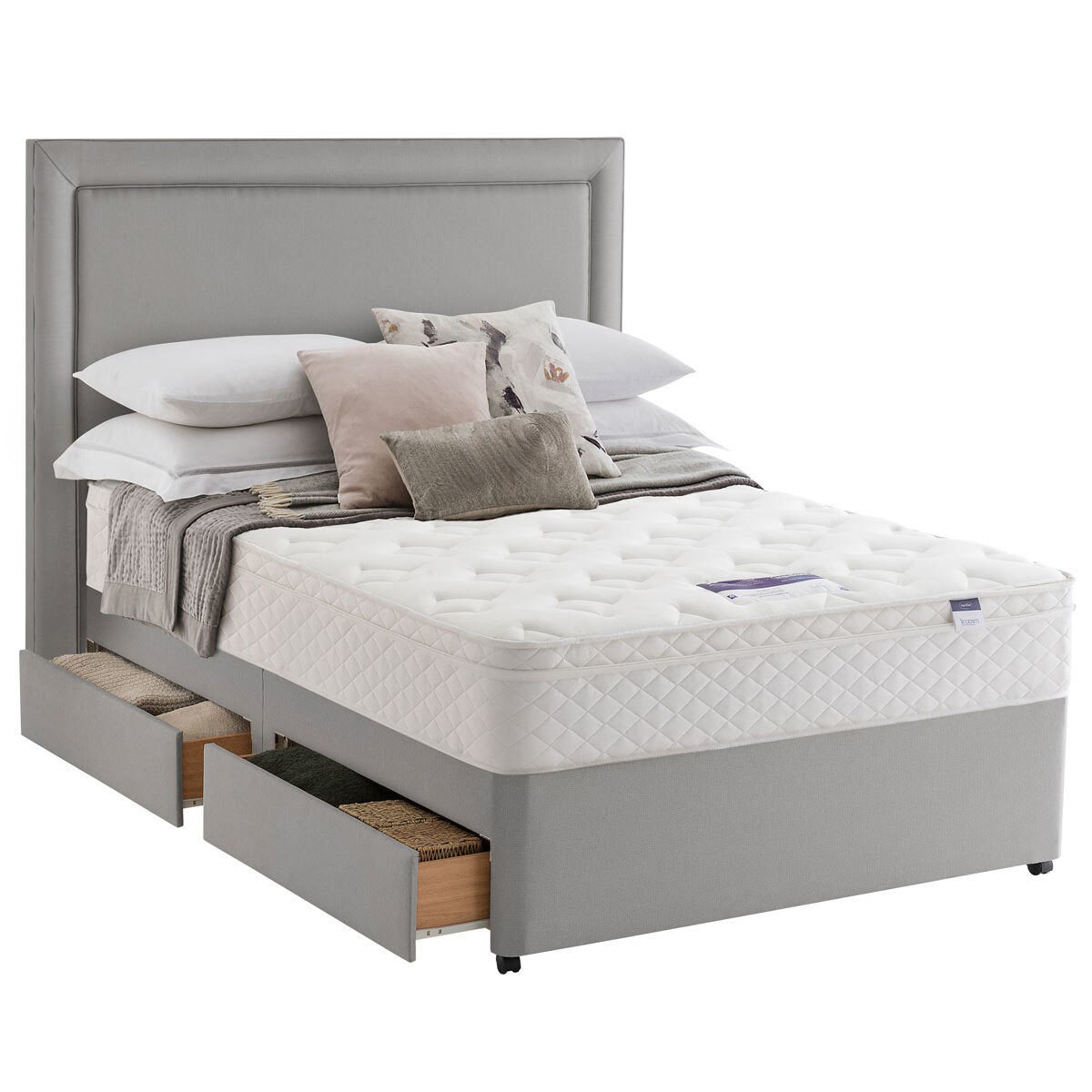 Silentnight Palermo Grey Fabric Full Height Headboard, Super King