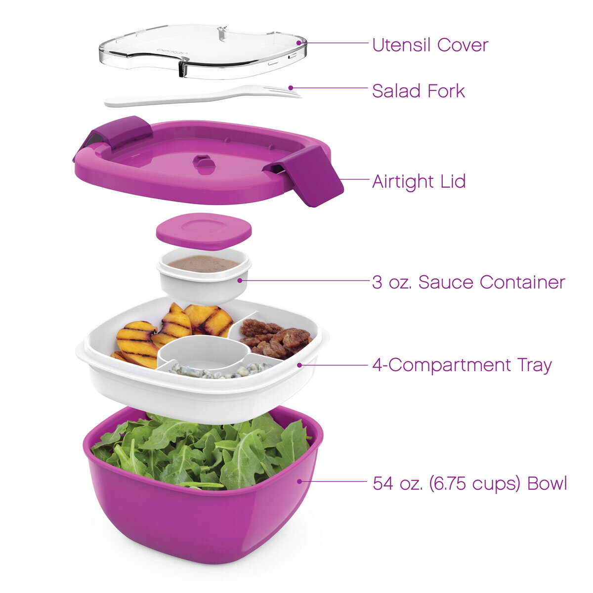 Purple Salad Box Lifestyle showing compartments