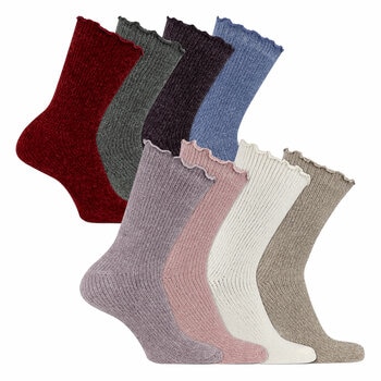 K Bell Ladies Chenille Socks, 4 Pack