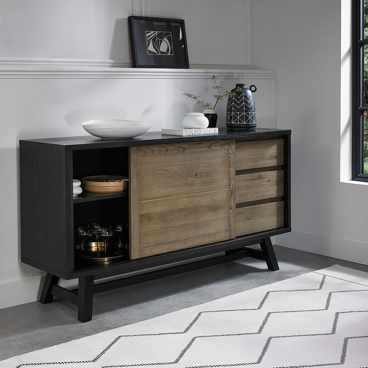 Bentley Designs Camden Weathered Oak & Peppercorn Wide Sideboard