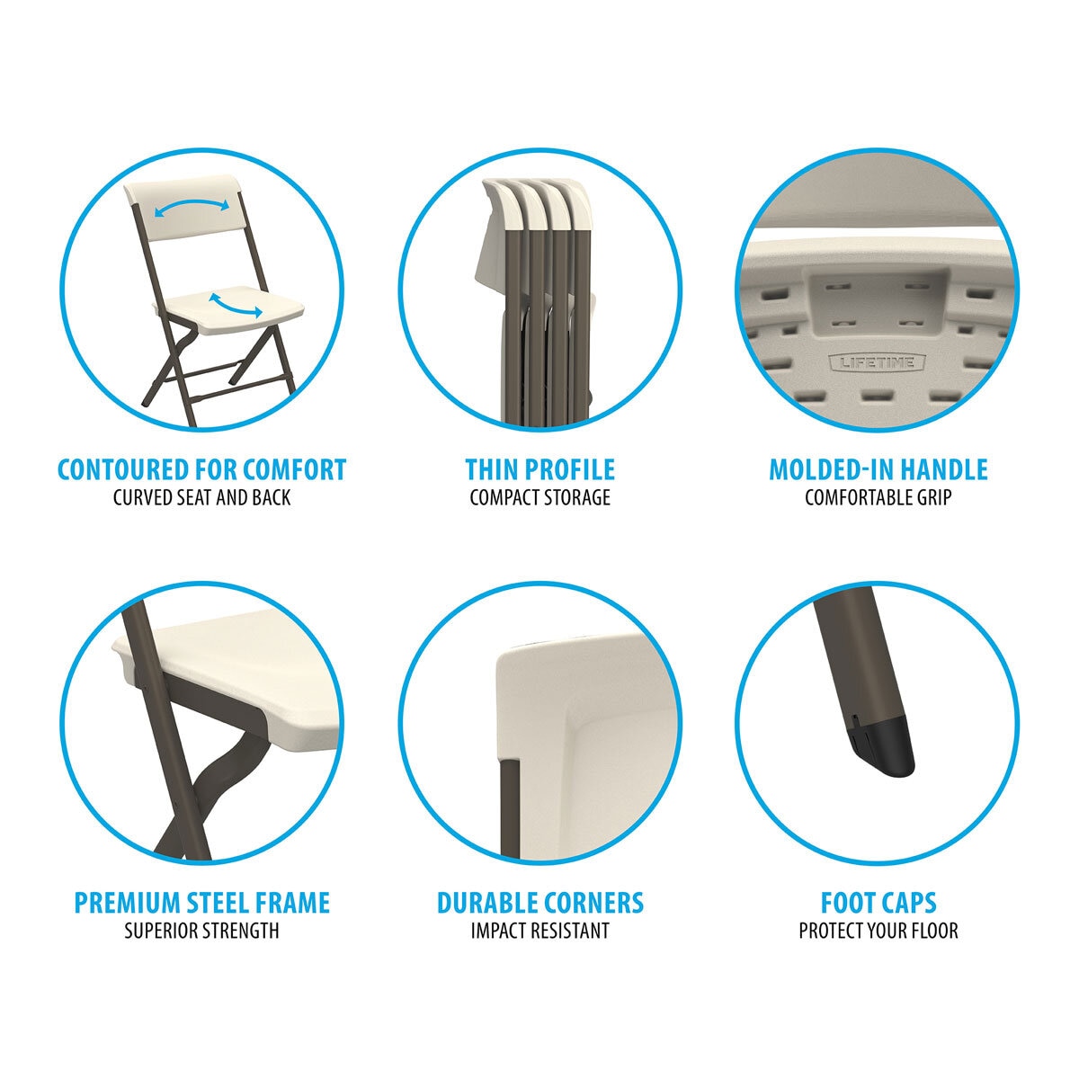 Lifetime Bypass Commercial Grade Folding Chairs, 4 Pack