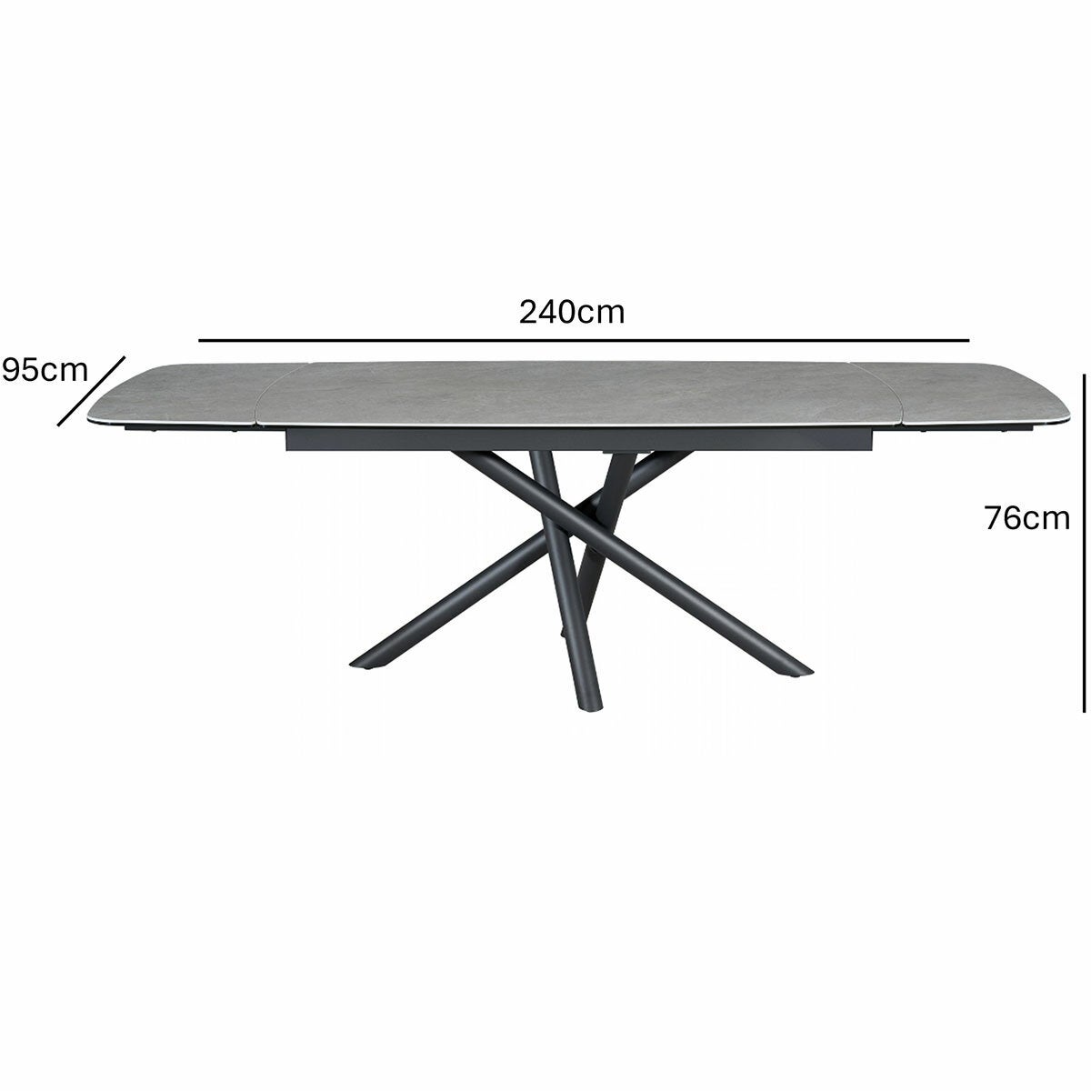 Indus Valley Skylar Large Extending Ceramic Dining Table + 6 Grey Chairs, Seats 6-8