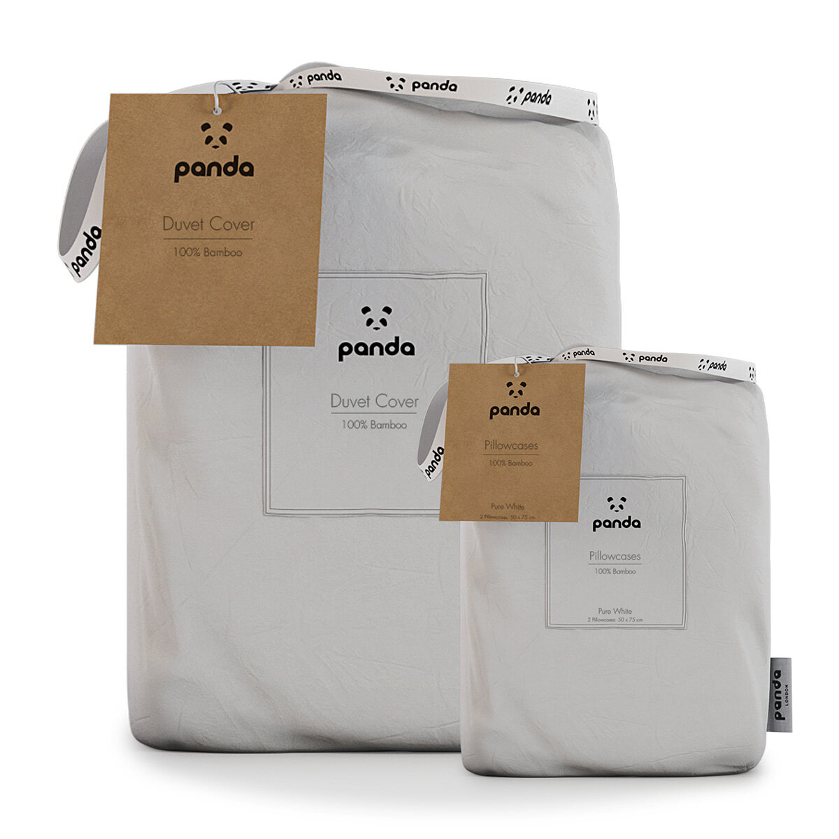 Panda 100% Bamboo Duvet Cover and Pillow Case Set in Pure White