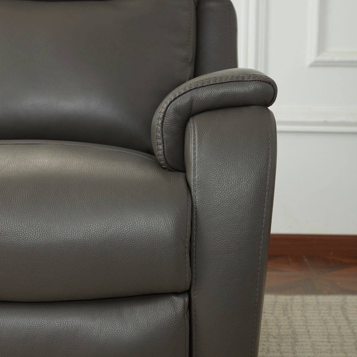 Close up arm detail of Kuka Leather Power 2 Seater Sofa