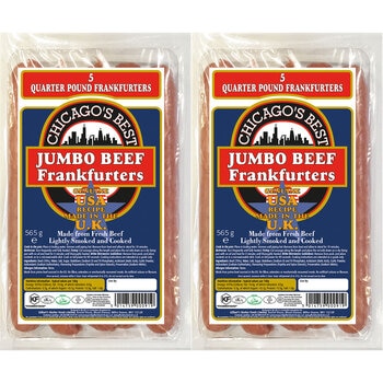Chicago's Best Jumbo Beef Frankfurters, 2 x 565g