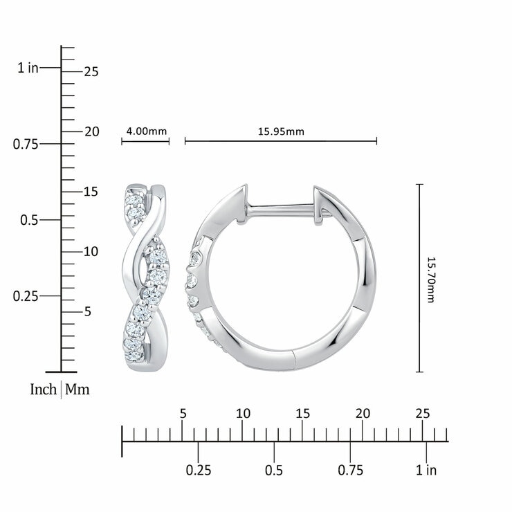0.20ctw Round Brilliant Cut Diamond Infinity Hoop Earrings, 14ct White Gold