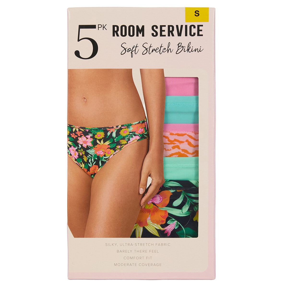 Room Service Ladies Printed Brief 5 Pack in Black Floral