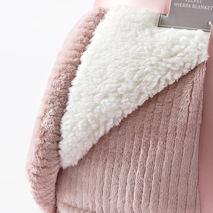Maison & Jardin King Size Velvet Sherpa Blanket Available in Blush