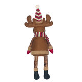 20 Inch (50 cm) Christmas Leather-Look Set Of Two Posable Snowman And Moose Shelf Sitters