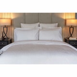 Belledorm 540 Thread Count Satin Stripe White Duvet Cover Set in 3 Sizes