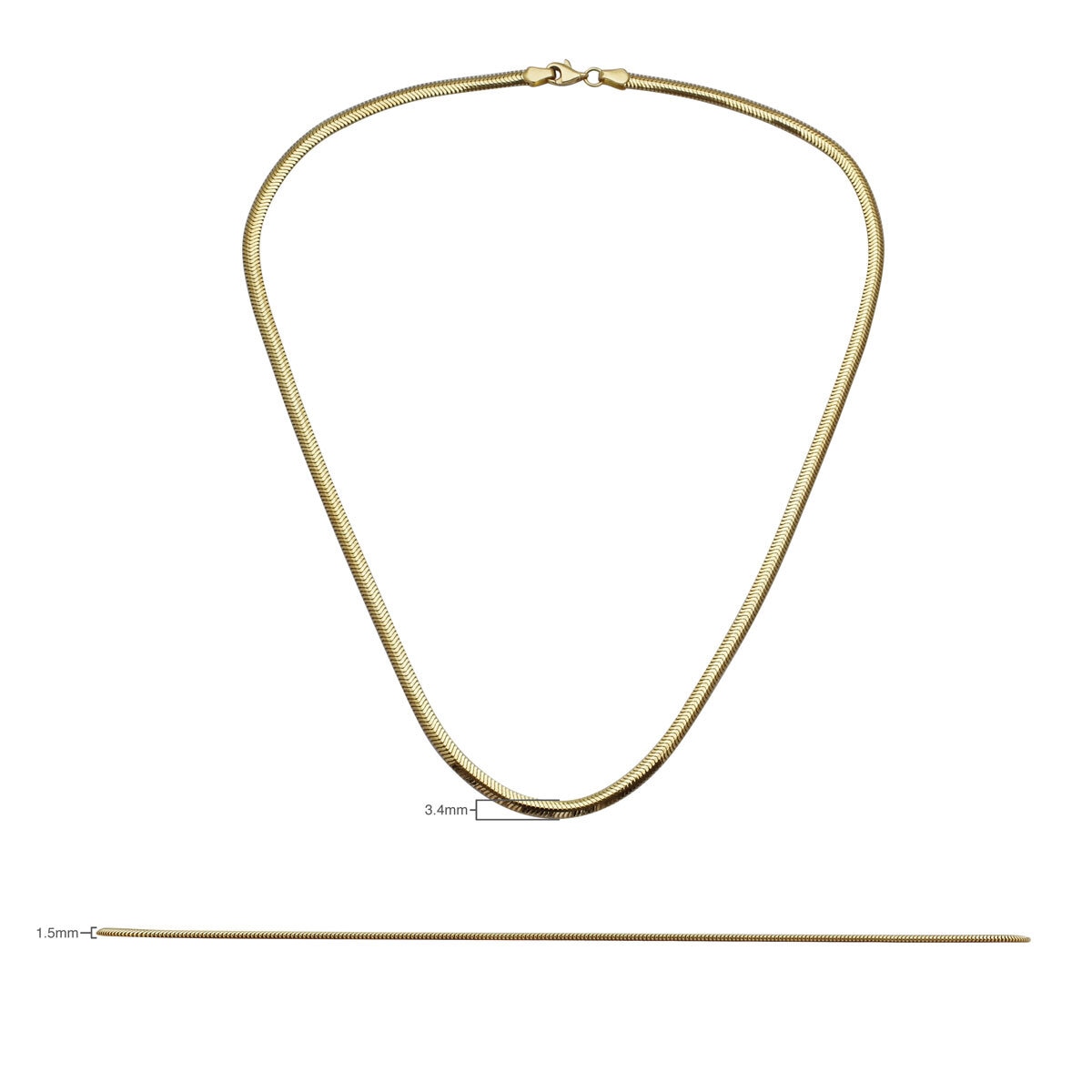 14ct Yellow Gold Herringbone Chain Necklace