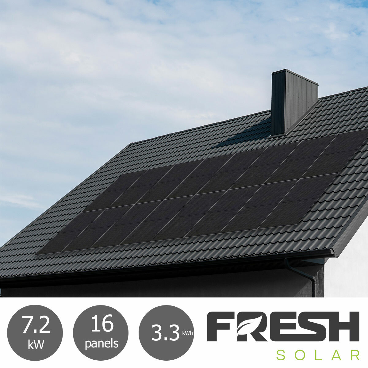 Fresh Solar 7.2kW Solar PV System [16 Panels] with 3.3kW Fox Battery - Fully Installed