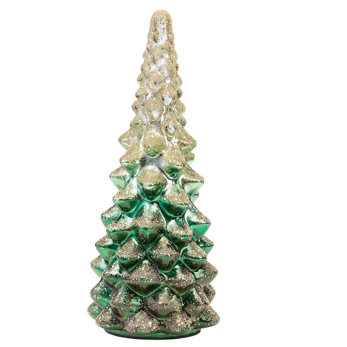13.7 Inch (35 cm) Set of 3 Glass Christmas Trees With LED Lights ...