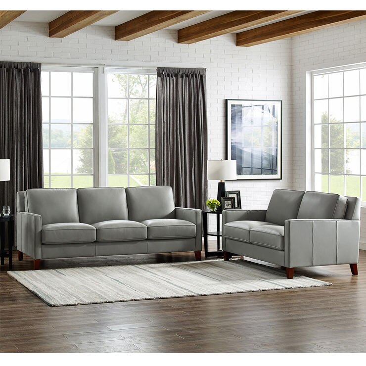 West Park 3 Seater Light Grey Leather Sofa Costco UK