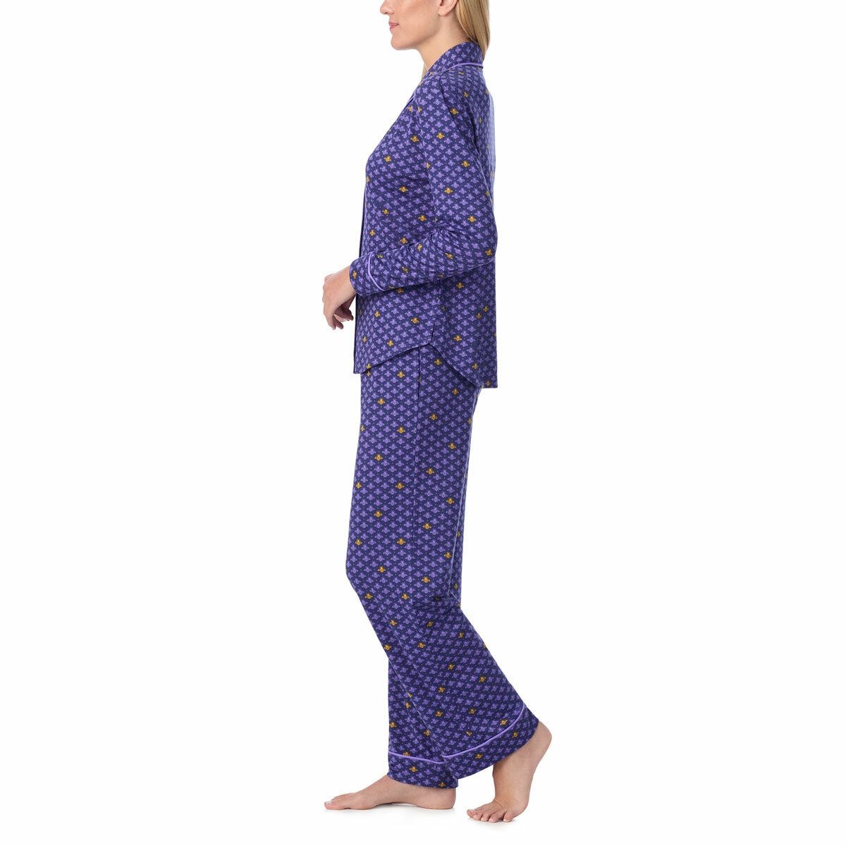 Room Service Ladies Notch Collar PJ Set in Geo Bee