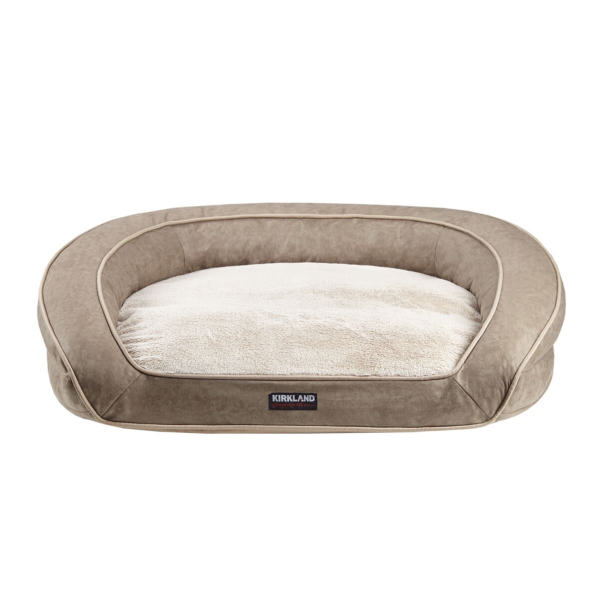 Kirkland Signature Slope Couch Dog Bed, Tan with Faux Fur