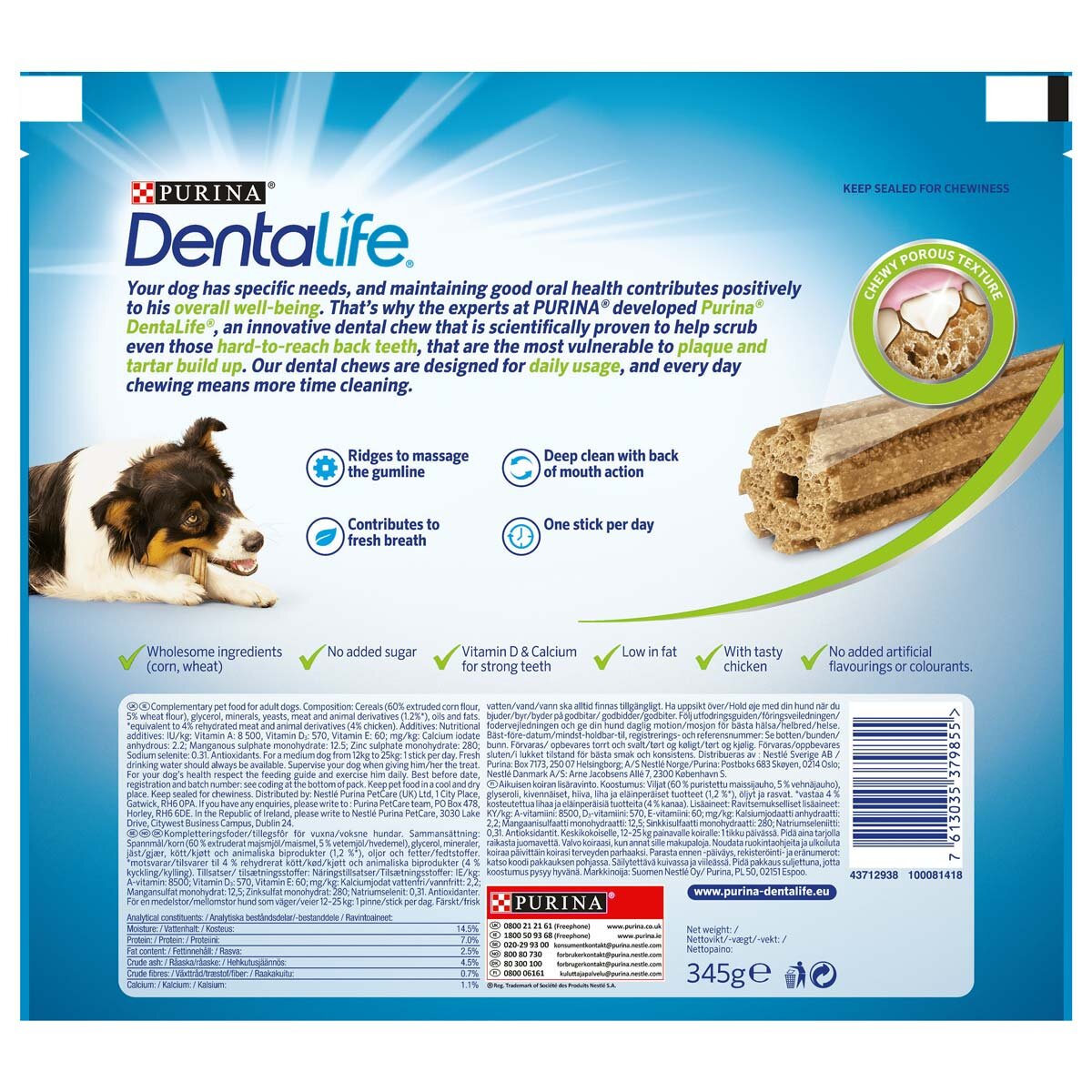 Dentalife Medium Dog Dental Chew 3 x 345g Costco UK