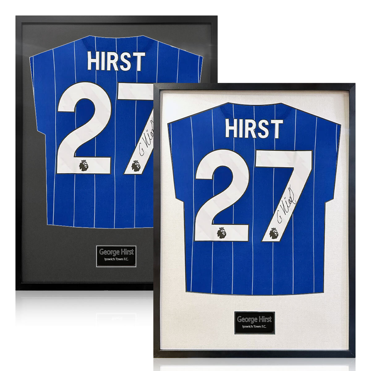 George Hirst Signed Framed Ipswich Town Football Shirt in 2 Options: White or Black Mount