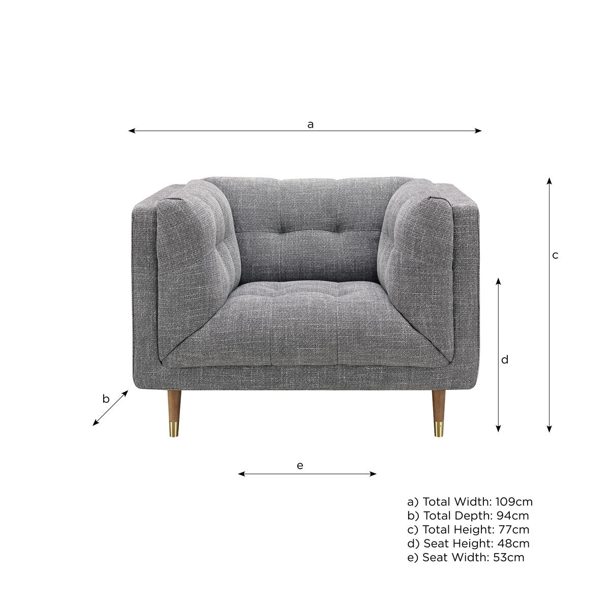 Isla Grey Fabric Armchair