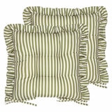 Wylder Millie Ruffle Green Striped Indoor Outdoor Seat Pad 2 Pack, 40 x 40 cm